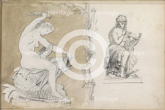 Two sculptures of naked women, 1863. Creator: Isaac Gosschalk.