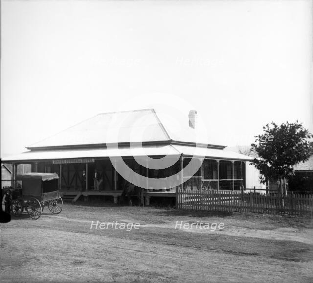 Upper Coomera Hotel - horse drawn wagon in front of hotel, 1888. Creator: Robert Augustus Henry L'Estrange.