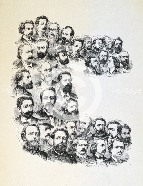 Poster with portraits of the Communards, Paris Commune, 1871.  Artist: Anon