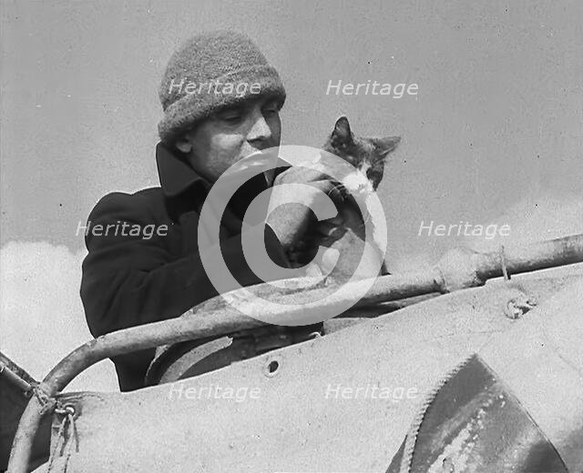 A Sailor With a Cat, 1943. Creator: British Pathe Ltd.