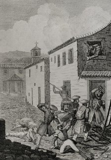 First Carlist War, (1833-40): Skirmish in Urdañiz conducted by six selected Carlist companies, 1842. Creator: Manuel Miranda.