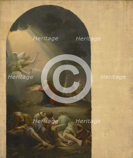 Gethsemane prayer, sketch of Kymi church altarpiece, 1852. Creator: Berndt Godenhjelm.