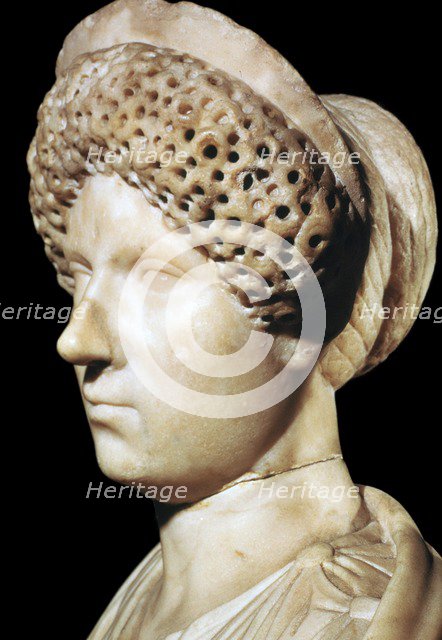 Marble head of Julia, wife of Tiberius Caesar, 1st century BC. Artist: Unknown