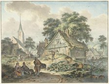 Dilapidated house and village church, 1777. Creator: Hendrik Meijer.