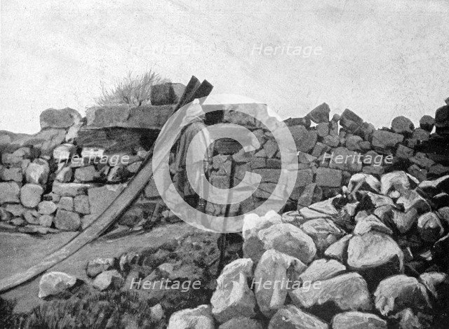 An Algerian soldier on sentry duty, Artois, France, 1915. Artist: Unknown