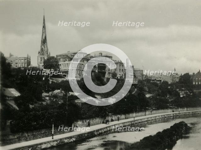 'Royal Salop Infirmary from English Bridge, Shrewsbury', c1920s. Creator: Unknown.