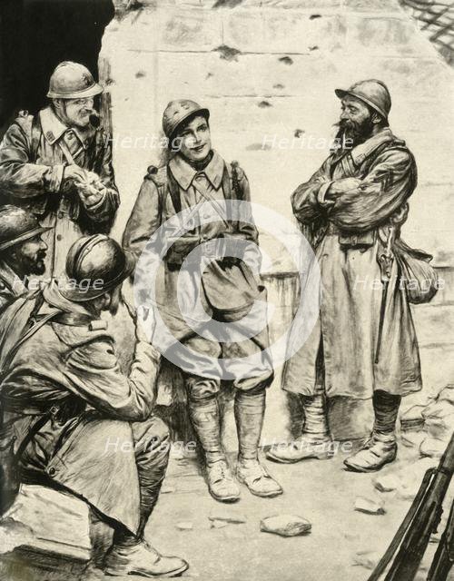 'A French Recruit Among the Veterans', 1917. Creator: Unknown.