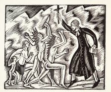 The Attack,  from The Travels and Sufferings of Father Jean de Brebeuf, 1938, (wood engraving).