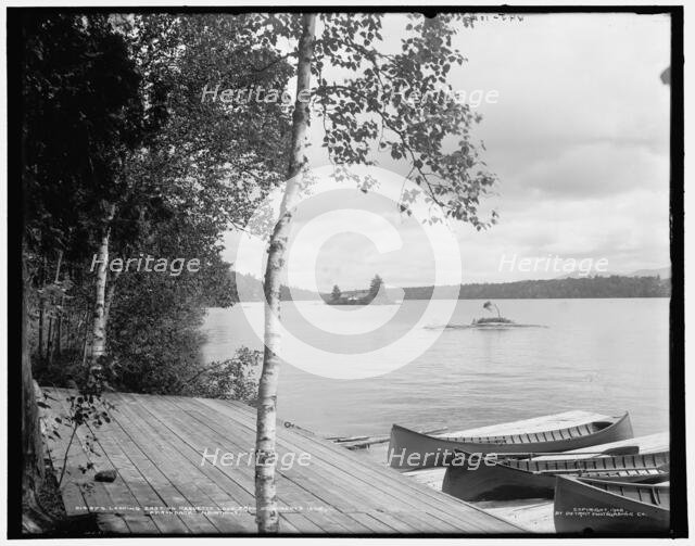 Looking east on Raquette Lake from St. Hubert's Isle, Adirondack Mountains, c1902. Creator: William H. Jackson.