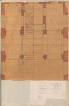 Page from a Scrapbook containing Drawings and Several Prints of Architecture, Int..., ca. 1800-1850. Creators: Workshop of Charles Percier, Workshop of Pierre François Léonard Fontaine.