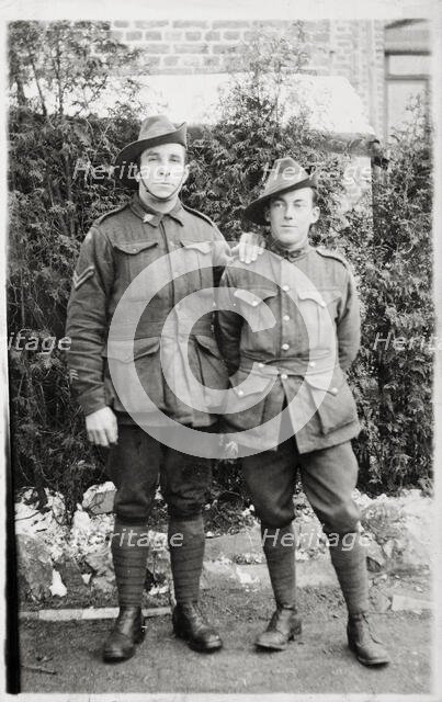 Bernard Laurence 'Barney' Nugent and friend Robert 'Bob' Waugh, Christmas 1917. Creator: Murphy.
