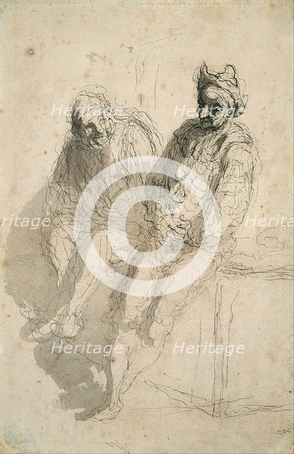 Two Saltimbanques (Deux saltimbanques). Artist: Daumier, Honoré (1808-1879)