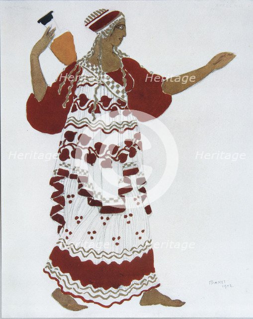 Nymph. Costume design for the ballet The Afternoon of a Faun by C. Debussy, 1912. Artist: Bakst, Léon (1866-1924)