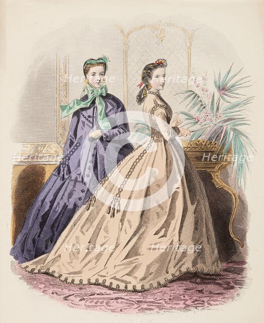 Fashion Plate - Petit Courrier des Dames ' Modes de Paris', 1860-69. Creator: Gilquin fils.