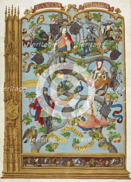 Genealogical tree of the Kings of Leon and Castille, 1530-1534.  Creator: Antonio de Hollanda.