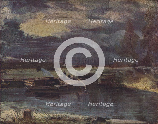 'Barges on the Stour, with Dedham Church in the distance', c1811. Artist: John Constable.