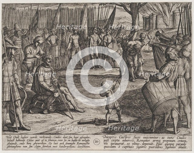 Plate 20: Civilis Having his Hair Cut, from The War of the Romans Against the Batavians (R..., 1611. Creator: Antonio Tempesta.