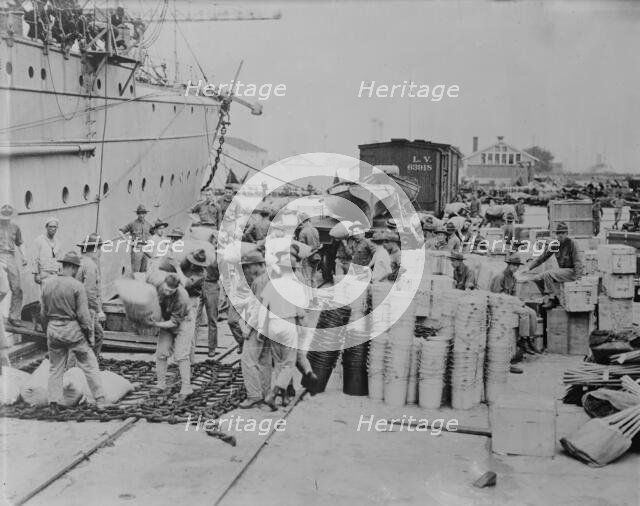 Loading supplies for our army in France, between 1917 and c1920. Creator: Bain News Service.