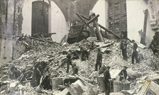 Air raid damage at Church of St Mildred, Bread Street, City of London, c1941. Artist: Anon