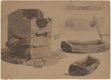 Studies of a Well and Wooden Trough, c. 1870-1900. Creator: Enoch Wood Perry.
