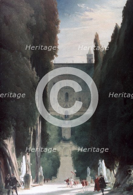 'The Garden of the Villa d'Este', 1830. Artist: Karl Blechen