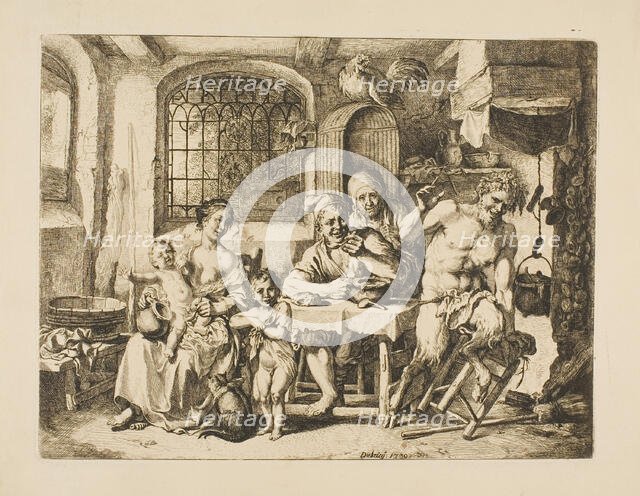 Satyr in a Peasant's House, in the Style of Jordaens, 1739. Creator: Christian Wilhelm Ernst Dietrich.