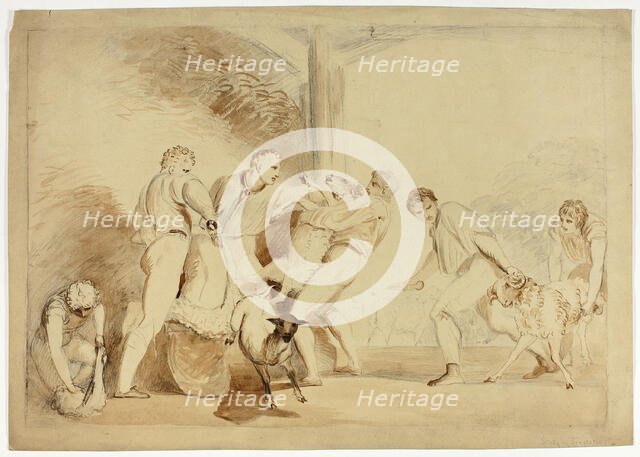 Shearing the Sheep, c. 1820. Creator: Henry Singleton.