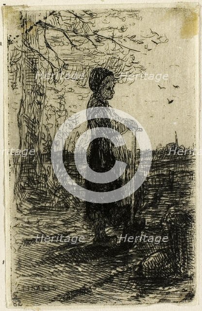 Girl with a Spade, 1873. Creator: Jozef Israels.