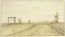 Flat landscape with windmills and gallows. Creator: Gillis Neyts.