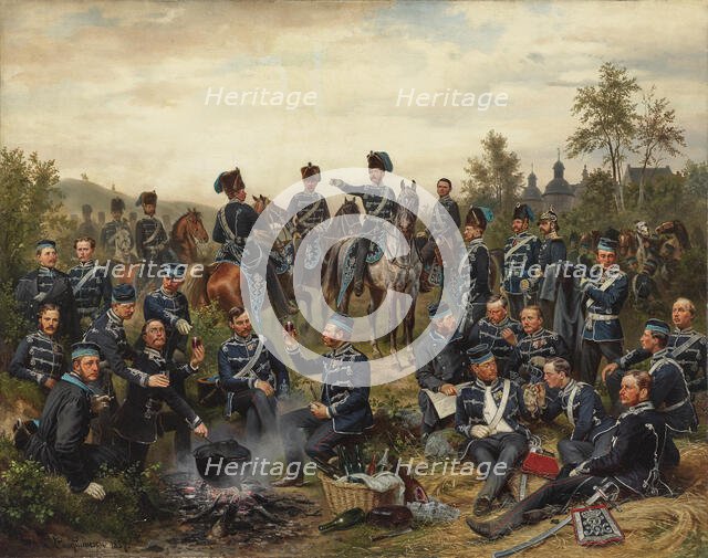 The officer corps of the 8th Royal Prussian Hussar Regiment, 1857. Creator: Camphausen, Wilhelm (1818-1885).