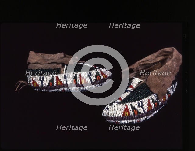 Pair of Child's Moccasins, Plains, c. 1885. Creator: Unknown.