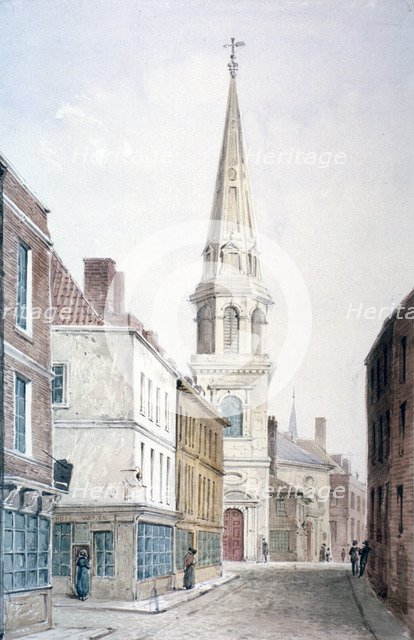View of St Antholin from the west, City of London, c1850. Artist: Anon