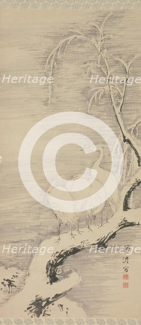 Herons in the Snow, ca. 1840. Creator: Nakabayashi Chikuto.