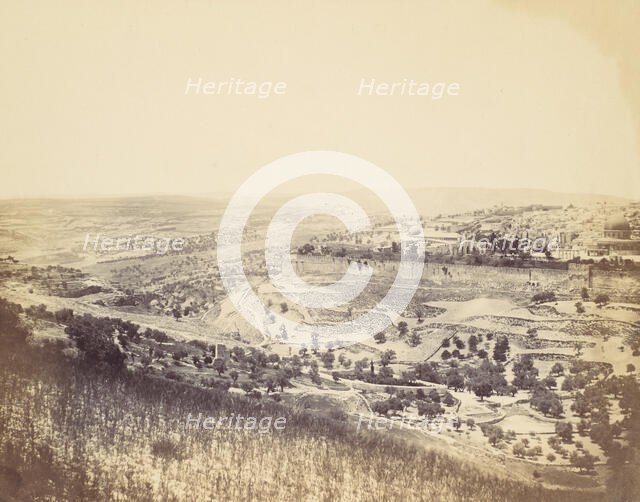 Garden of Gethsemane and View of Jerusalem, 1860s. Creator: John Anthony.