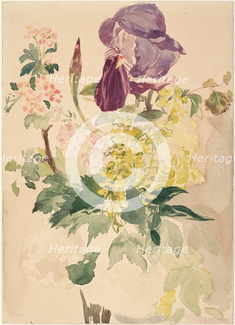 Flower Piece with Iris, Laburnum, and Geranium, 1880. Artist: Manet, Édouard (1832-1883)