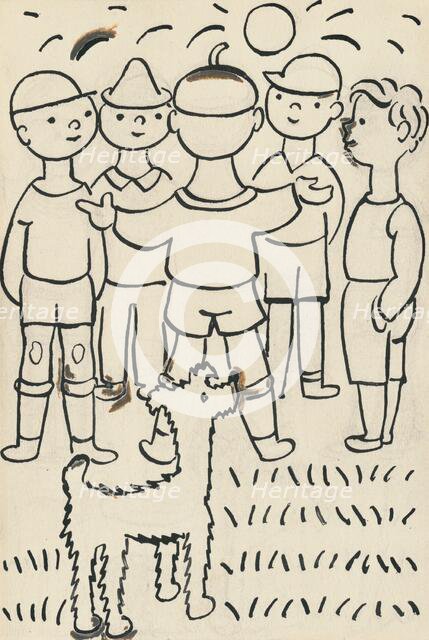 30. Talking about a dog and a cat, around 1928. Creator: Josef Capek.