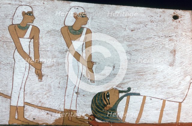 'Two priestesses', detail of the decoration of a sarcophagus of The Lady of Madja, 18th Dynasty. Artist: Unknown