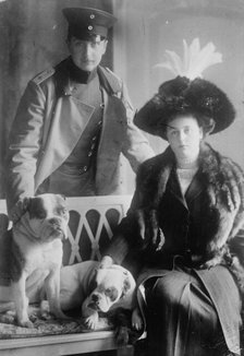Prince and Princess August Wilhelm von Preussen with dogs, 1912. Creators: Bain News Service, George Graham Bain.