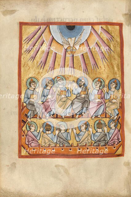 Pentecost; Benedictional, about 1030-1040. Creator: Unknown.