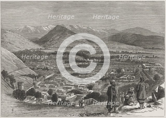 British-Afghan war, view of Kabul city from the top of the Citadel. Afghanistan.