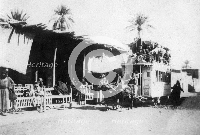 Tramcar, Kazimain road, Baghdad, Iraq, 1917-1919. Artist: Unknown