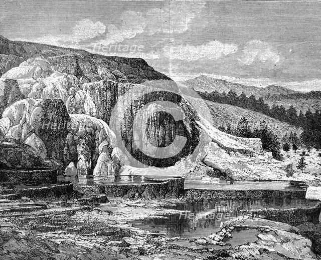 Mammoth Hot Springs, Yellowstone National Park, USA, 19th century.Artist: Edouard Riou