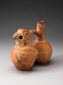 Double-Chambered Handle Spout Vessel with Parrot, 100 B.C./A.D. 500. Creator: Unknown.