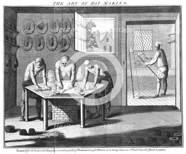 Making beaver hats, 1750. Artist: Unknown