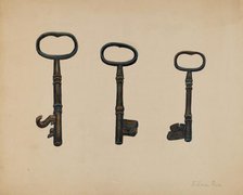 Keys to John Marshall House, c. 1937. Creator: Edna C. Rex.