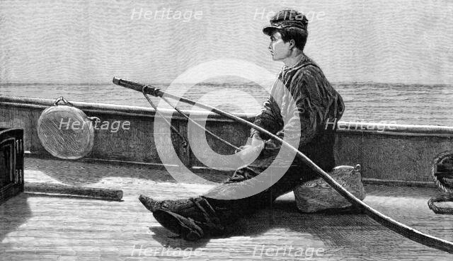 Eight Bells: the Boy at the Helm', by H. Macallum, in the exhibition at the Dudley Gallery, 1876. Creator: Unknown.
