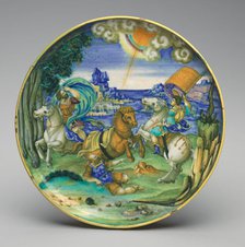 Shallow bowl on low foot with the Conversion of Saul, c. 1525. Creator:  Francesco Xanto Avelli.