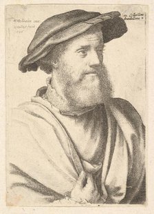 A bearded man after Hans Holbein (?), 1646. Creator: Wenceslaus Hollar.