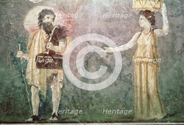 Roman wall painting of servants, 1st century BC. Artist: Unknown