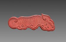 Box with Ink Cakes: Red Ink Cake in Shape of a Kui Dragon, 1795-1820. Creator: Unknown.
